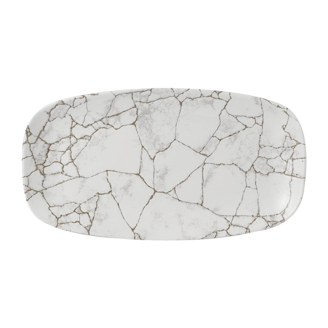 Churchill Studio Prints Kintsugi Agate Grey Chefs Oblong Plate 352 x 187mm (Pack of 6) - FR064 Plates Churchill