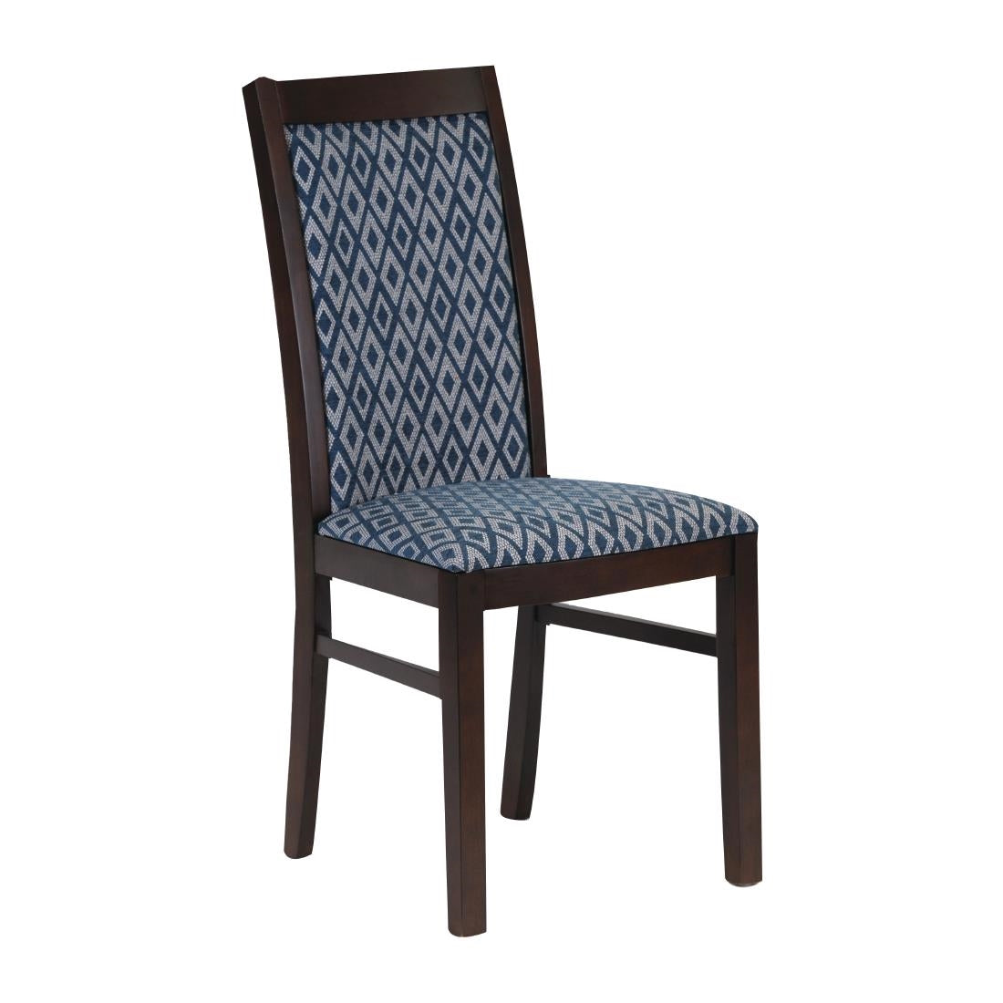 Brooklyn Padded Back Dark Walnut Dining Chair with Blue Diamond Padded Seat and Back (Pack of 2) - FT414 Upholstered Dining Chairs Everyday