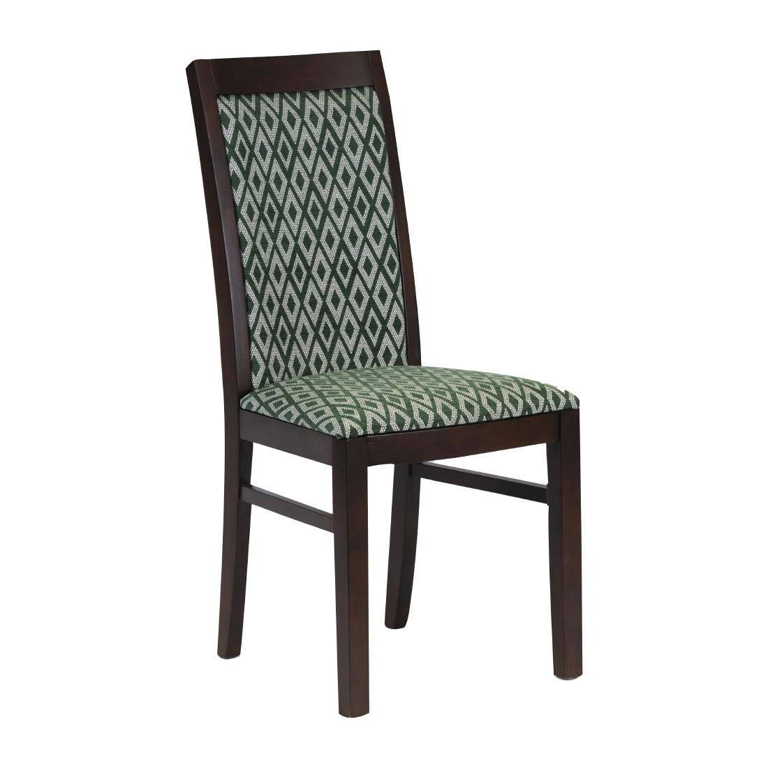 Brooklyn Padded Back Dark Walnut Dining Chair with Green Diamond Padded Seat and Back (Pack of 2) - FT415 Upholstered Dining Chairs Everyday