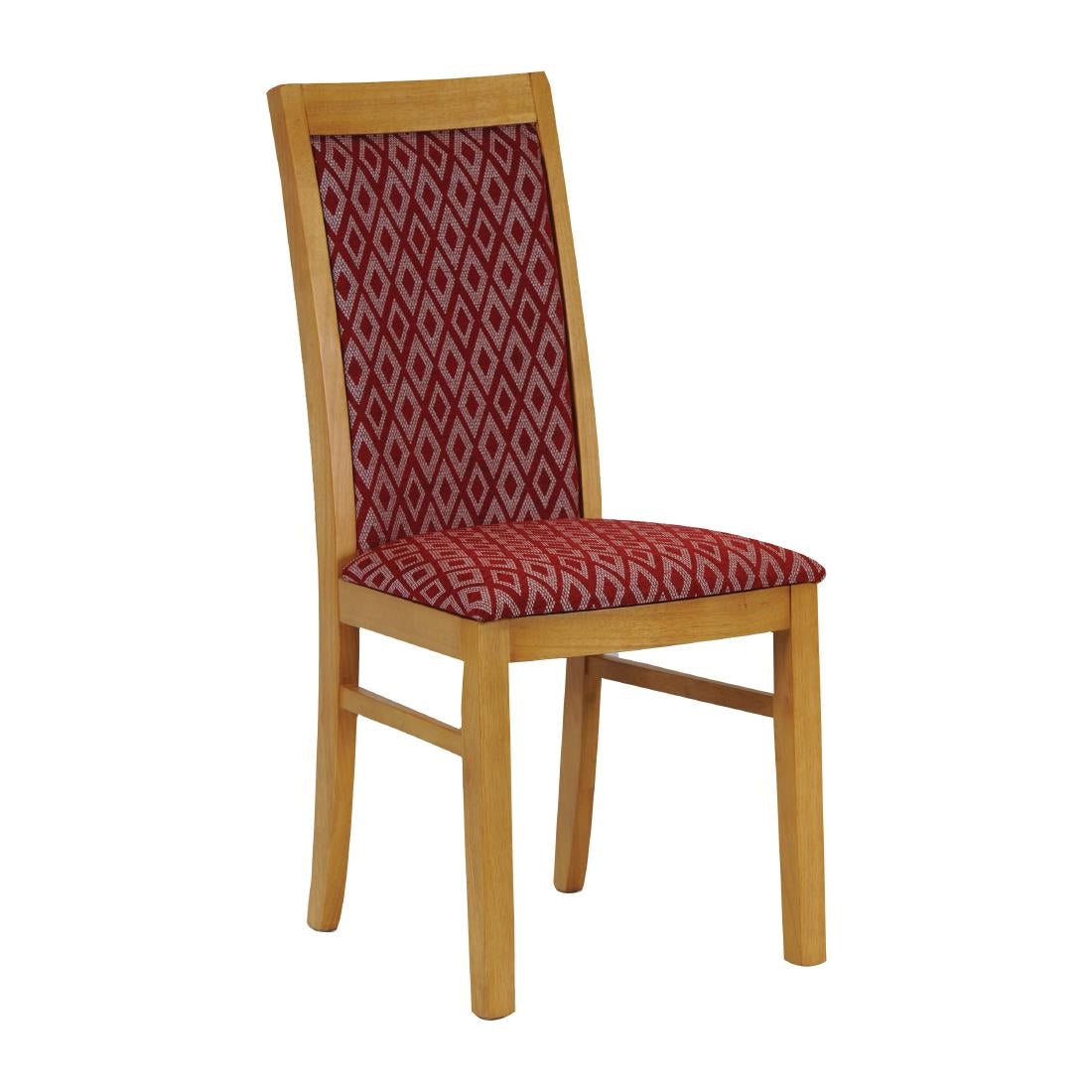 Brooklyn Padded Back Soft Oak Dining Chair with Red Diamond Padded Seat and Back (Pack of 2) - FT416 Upholstered Dining Chairs Everyday