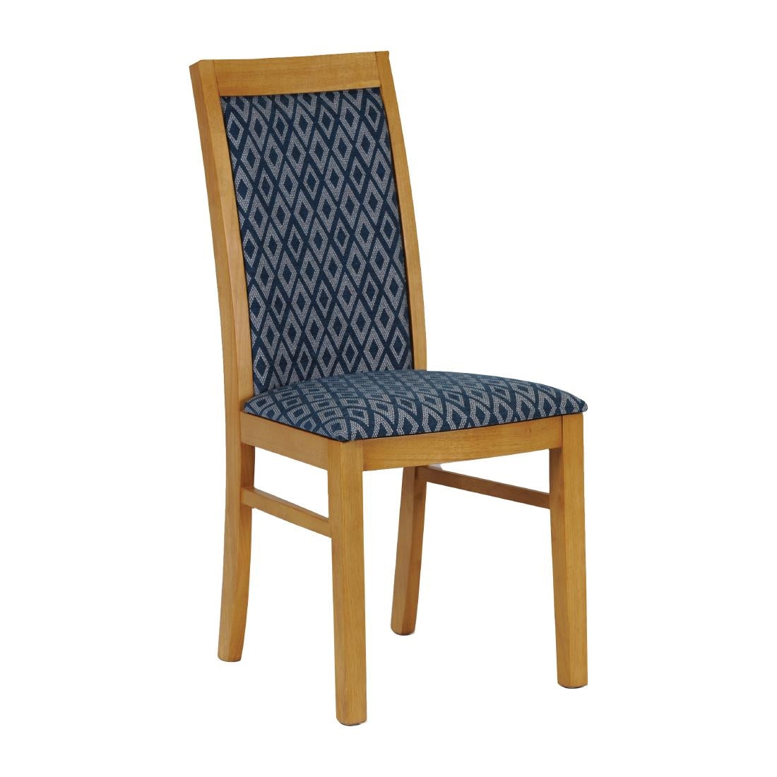 Brooklyn Padded Back Soft Oak Dining Chair with Blue Diamond Padded Seat and Back (Pack of 2) - FT418 Upholstered Dining Chairs Everyday