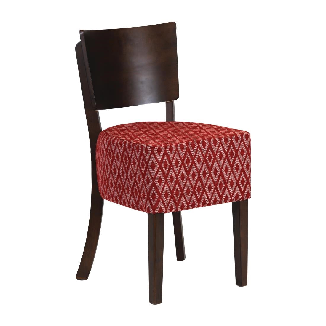 Asti Padded Dark Walnut Dining Chair with Red Diamond Deep Padded Seat and Back (Pack of 2) - FT420 Upholstered Dining Chairs Everyday