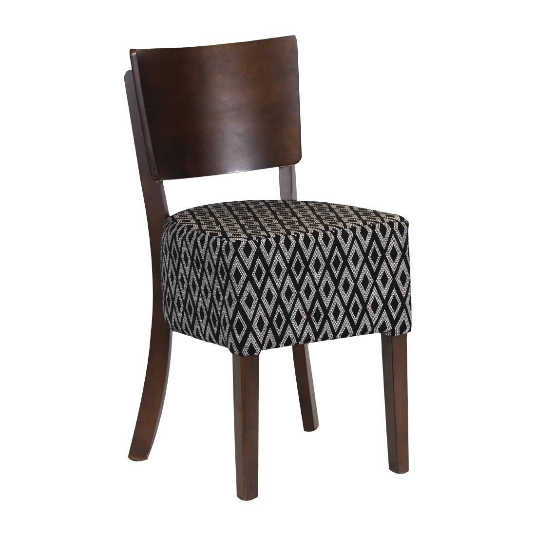 Asti Padded Dark Walnut Dining Chair with Black Diamond Deep Padded Seat and Back (Pack of 2) - FT421 Upholstered Dining Chairs Everyday