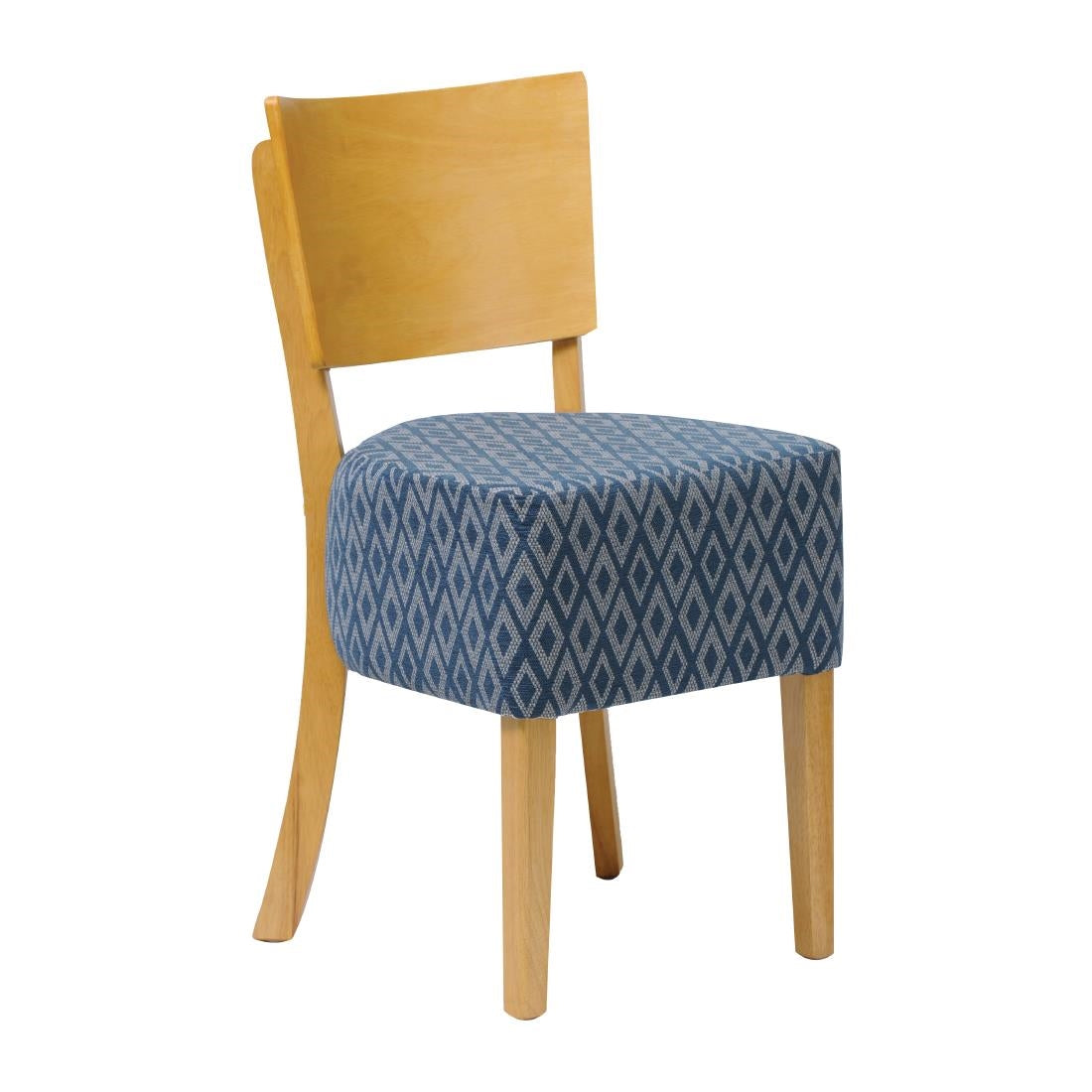 Asti Padded Soft Oak Dining Chair with Blue Diamond Deep Padded Seat and Back (Pack of 2) - FT426 Upholstered Dining Chairs Everyday