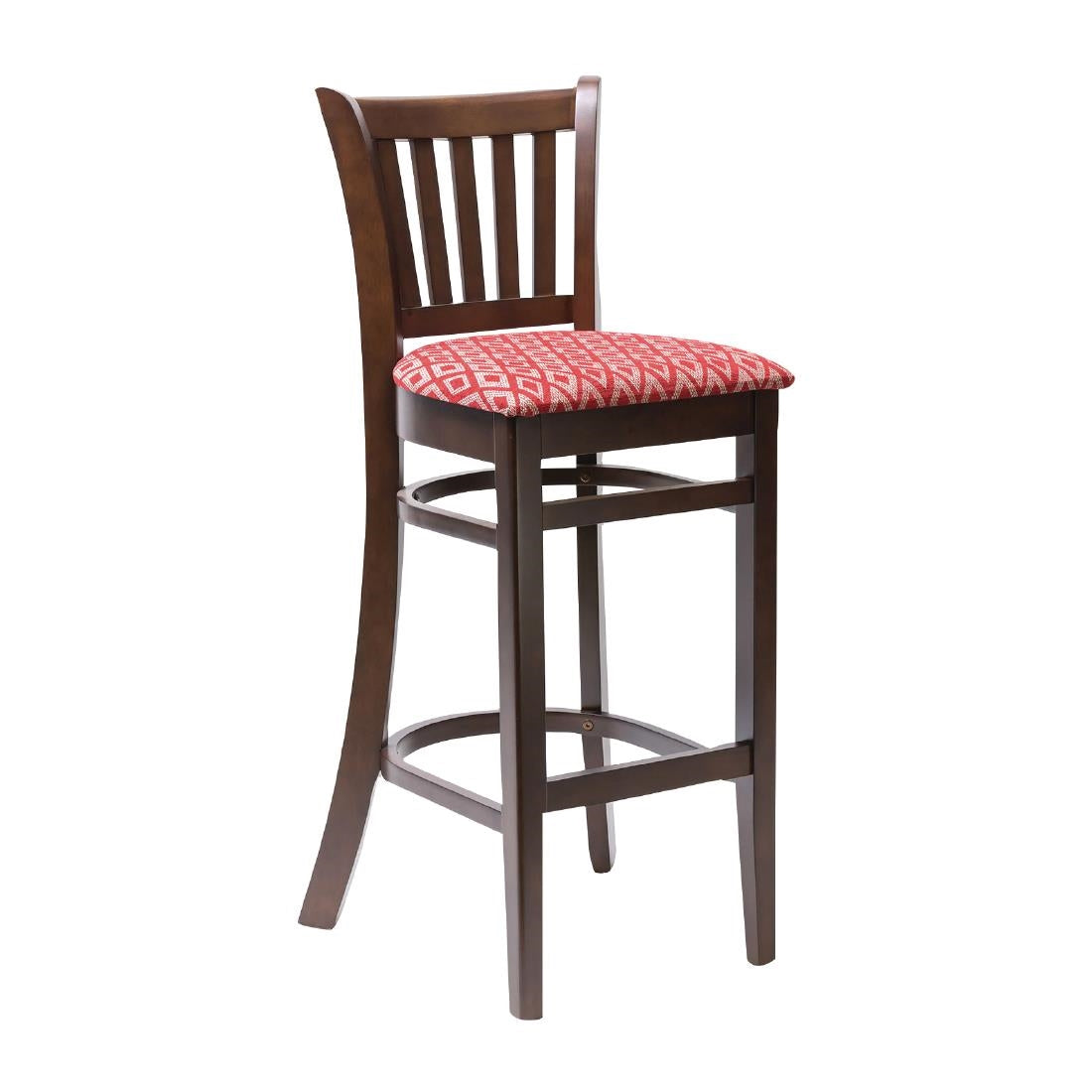 Manhattan Dark Walnut Bar Chair with Red Diamond Padded Seat - FT430 Faux Leather Bar Stools Everyday