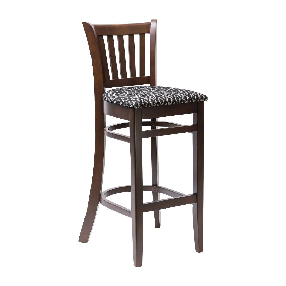 Manhattan Dark Walnut Bar Chair with Black Diamond Padded Seat - FT431 Faux Leather Bar Stools Everyday