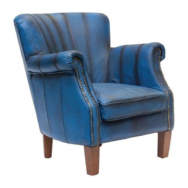 Lancaster Leather Chair Blue - FT444 Upholstered Dining Chairs Everyday