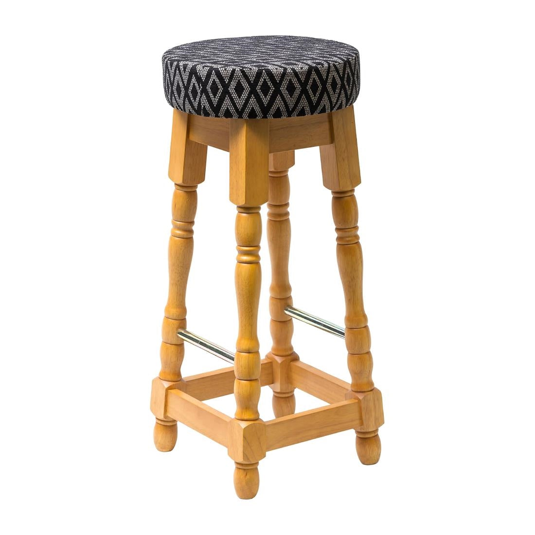 Classic Soft Oak High Bar Stool with Black Diamond Seat (Pack of 2) - FT460 Faux Leather Bar Stools Everyday