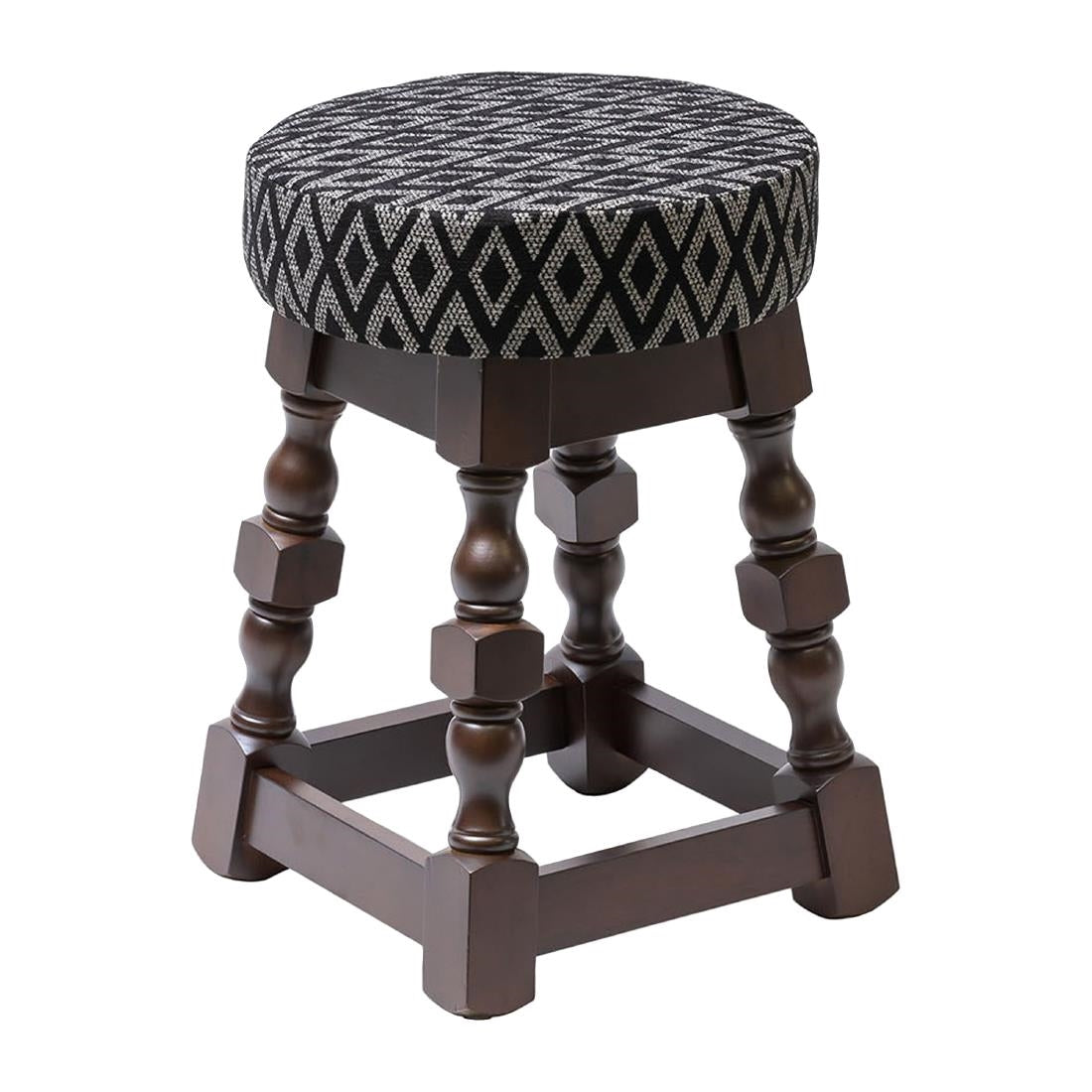 Classic Dark Wood Low Bar Stool with Black Diamond Seat (Pack of 2) - FT464 Faux Leather Bar Stools Everyday