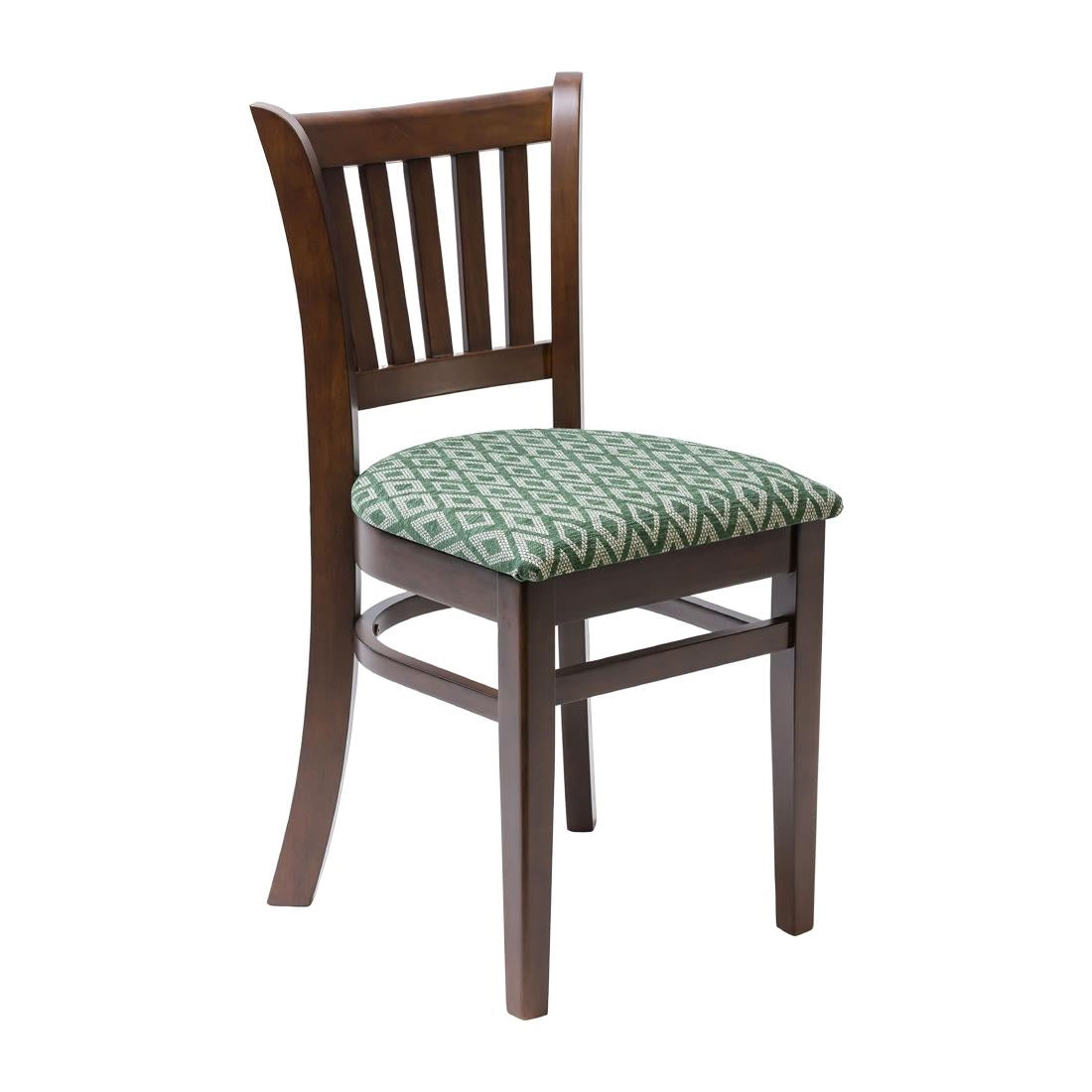 Manhattan Dark Walnut Dining Chair with Green Diamond Padded Seat (Pack of 2) - FT474 Upholstered Dining Chairs Everyday