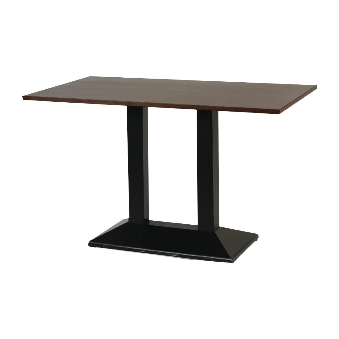 Turin Metal Base Pedestal Rectangle Table with Dark Wood Top 1200x700mm - FT503 Wooden Tables Everyday
