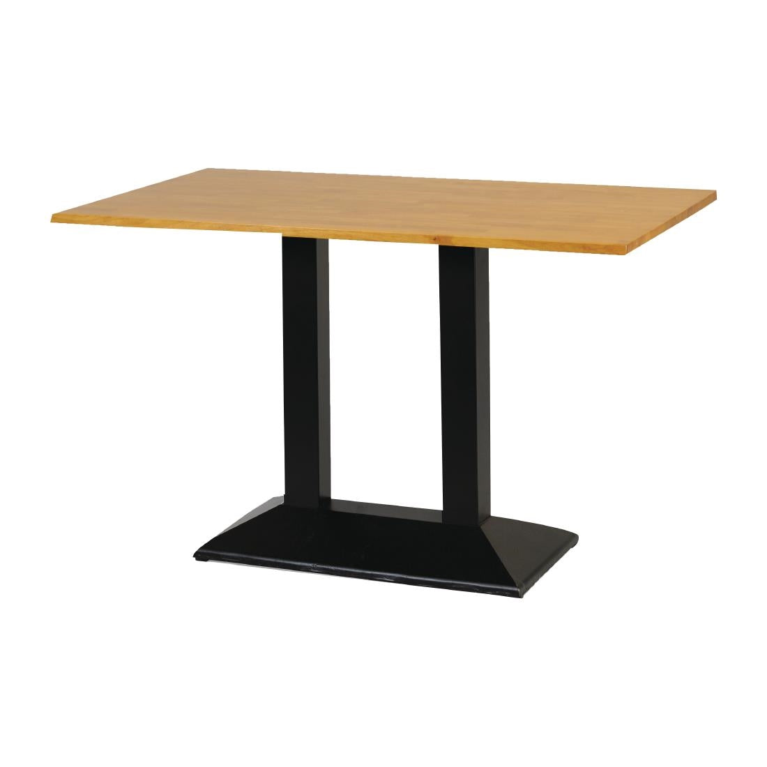 Turin Metal Base Pedestal Rectangle Table with Soft Oak Top 1200x700mm - FT504 Wooden Tables Everyday