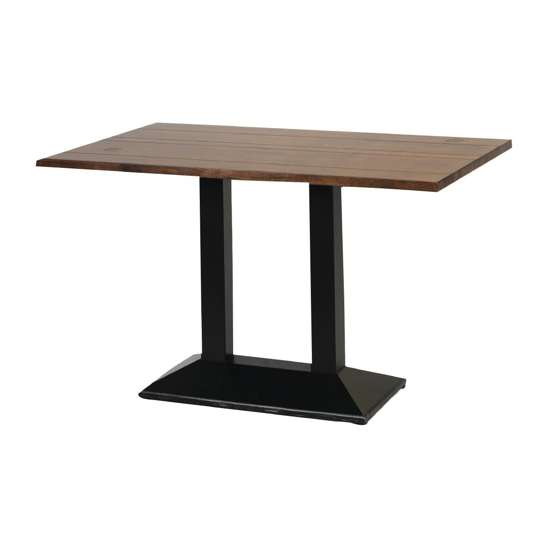 Turin Metal Base Pedestal Rectangle Table with Vintage Top 1200x760mm - FT515 Wooden Tables Everyday