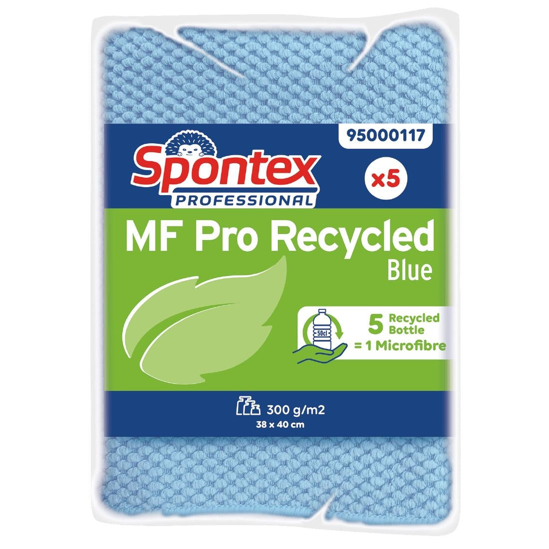 Spontex MF Pro Recycled Microfibre Cloth Blue (Pack of 5) - FT632 Spontex