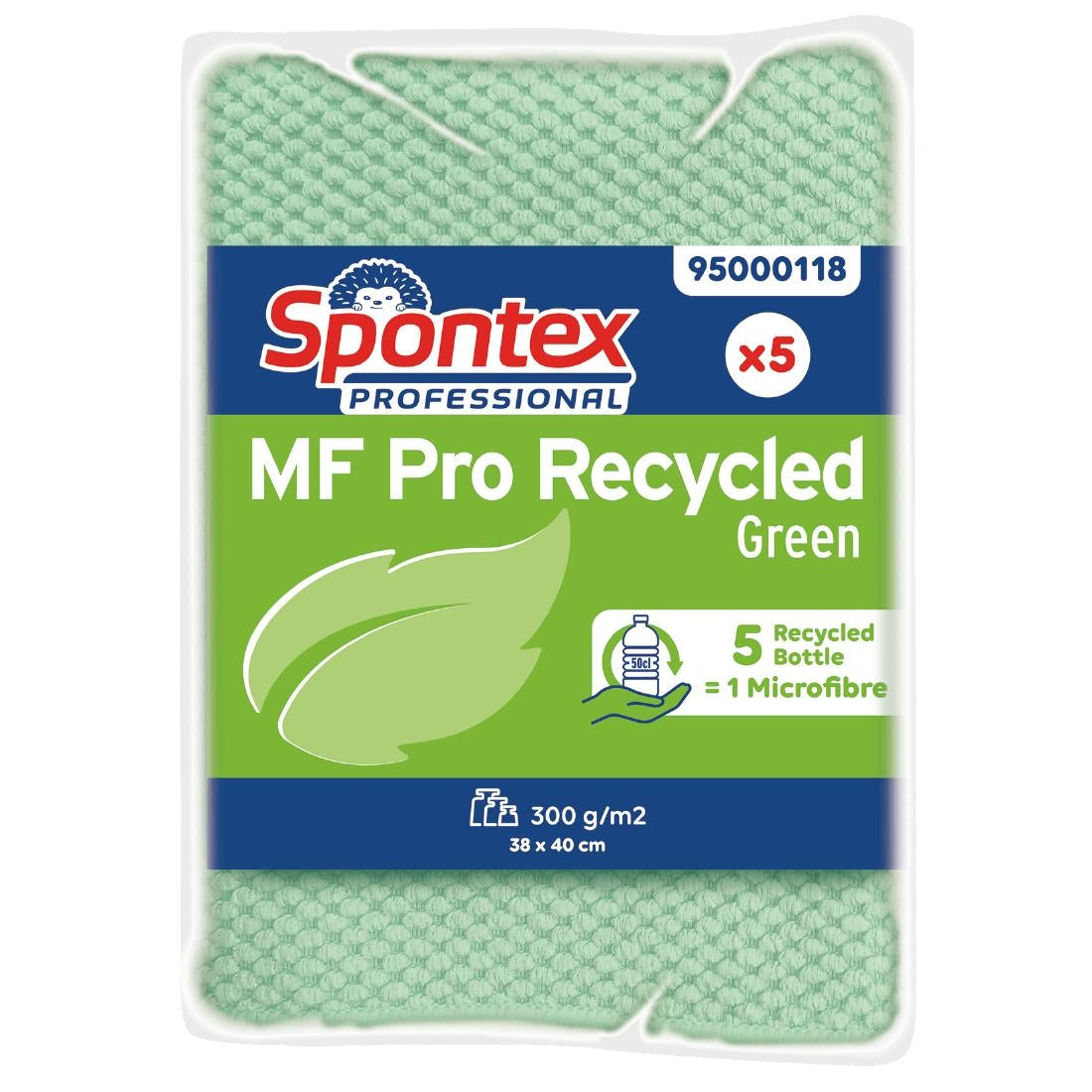 Spontex MF Pro Recycled Microfibre Cloth Green (Pack of 5) - FT633 Spontex