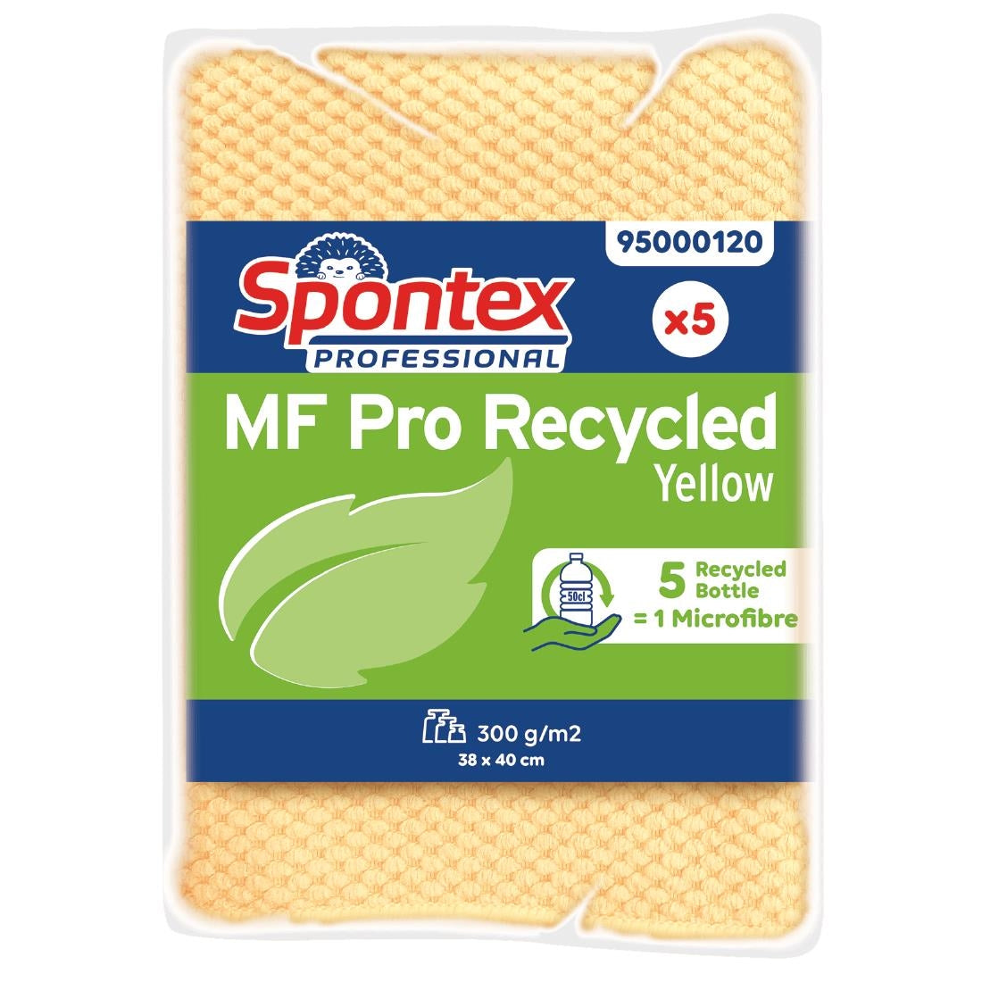 Spontex MF Pro Recycled Microfibre Cloth Yellow (Pack of 5) - FT635 Spontex