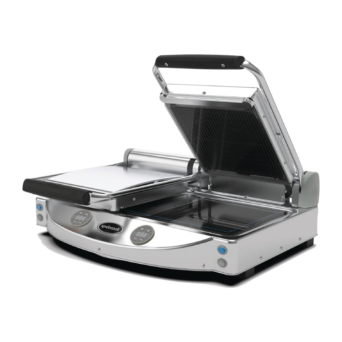 Spidocook Spidoglass Double Ribbed Upper Smooth Lower Contact Grill Digital - FT850 Contact Grills & Panini Makers Spidocook
