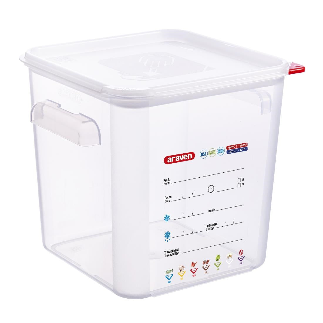 Araven Squared Transparent Polypropylene Container with Lid 8Ltr - FU103 Araven