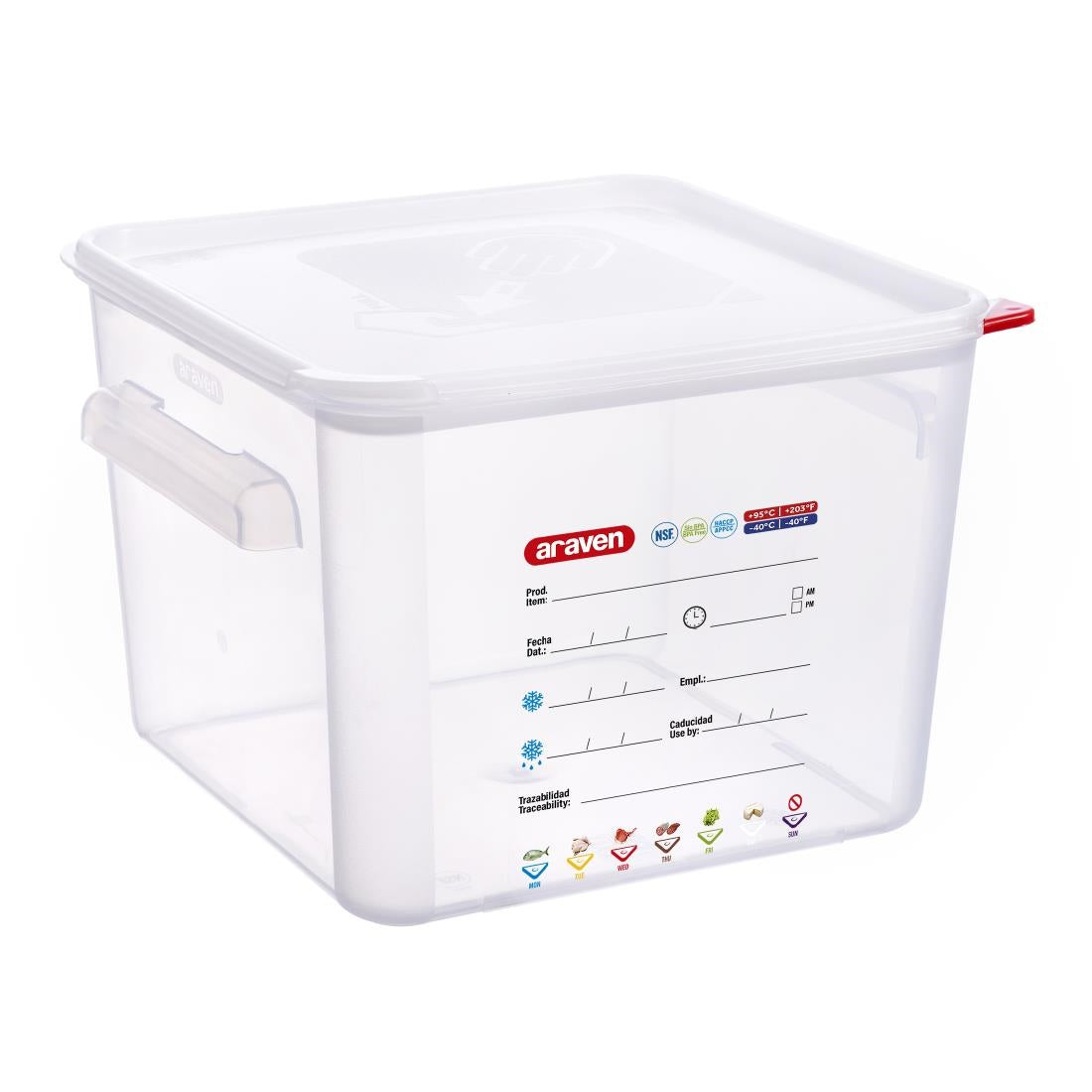 Araven Squared Transparent Polypropylene Container with Lid 12Ltr - FU104 Araven