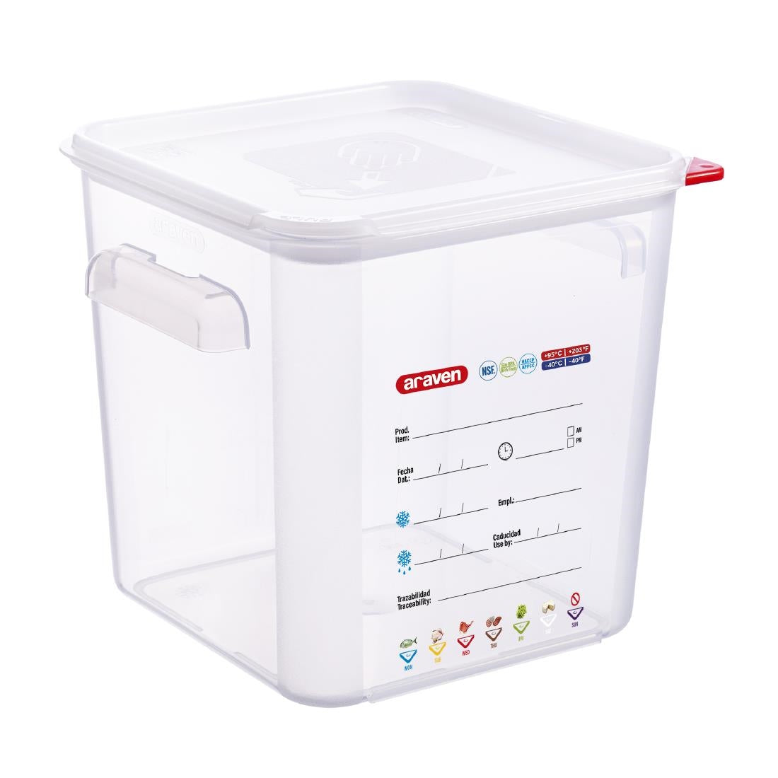 Araven Squared Transparent Polypropylene Container with Lid 18Ltr - FU105 Araven