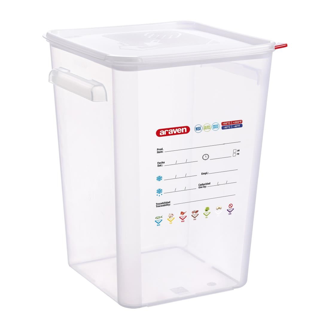 Araven Squared Transparent Polypropylene Container with Lid 22Ltr - FU106 Araven