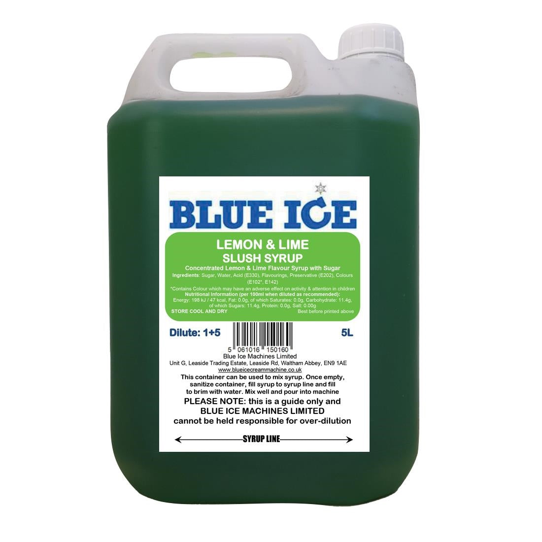 Blue Ice Slush Mix Lemon & Lime Flavour 5Ltr - FU110  Blue Ice