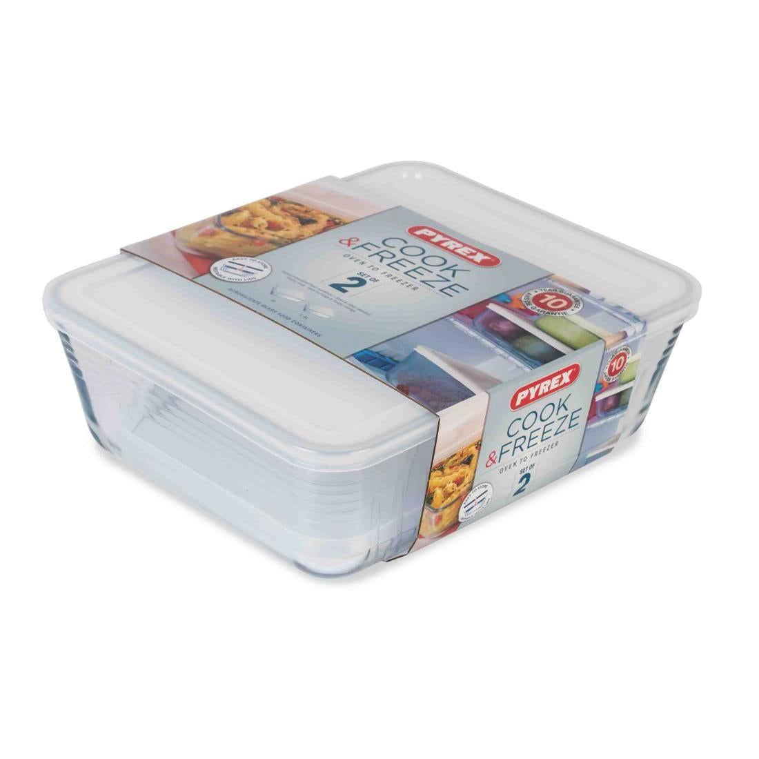 Pyrex Cook & Freeze 2 Piece Rectangular Storage Set 1.5Ltr & 4Ltr - FU121 Pyrex