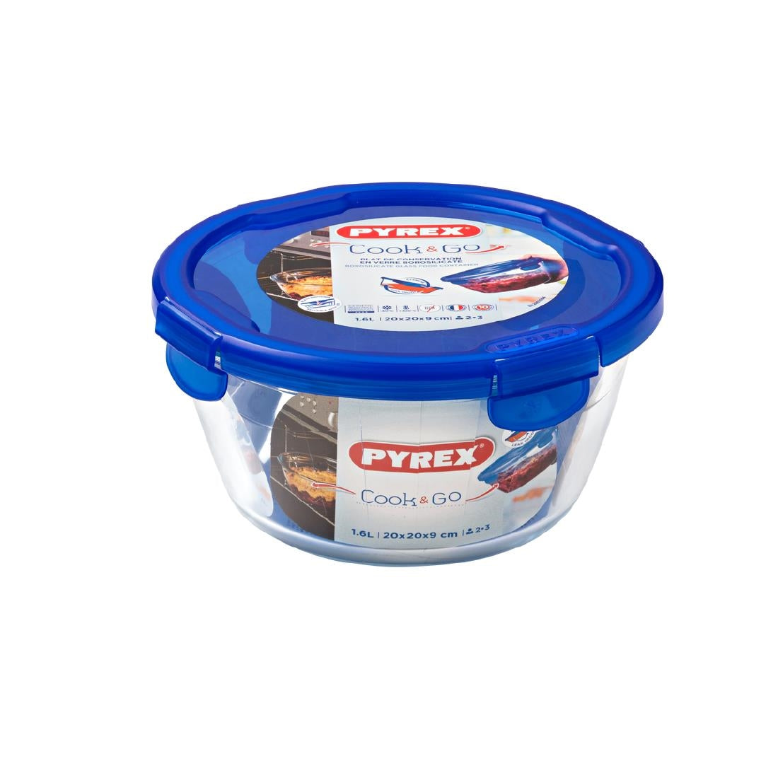 Pyrex Cook & Go Medium Round Dish With Lid 1.6Ltr - FU134 Pyrex