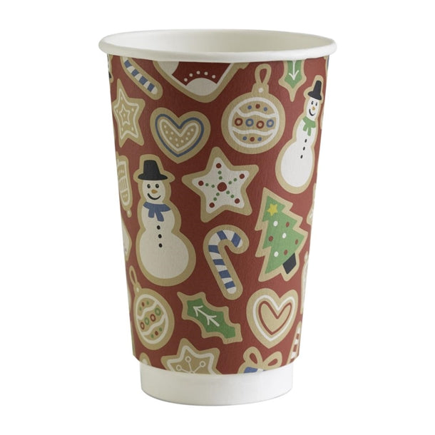 Vegware Double Wall Red Christmas Cup 89-Series 16oz (Pack of 400) - FU460 Disposable Cups Vegware