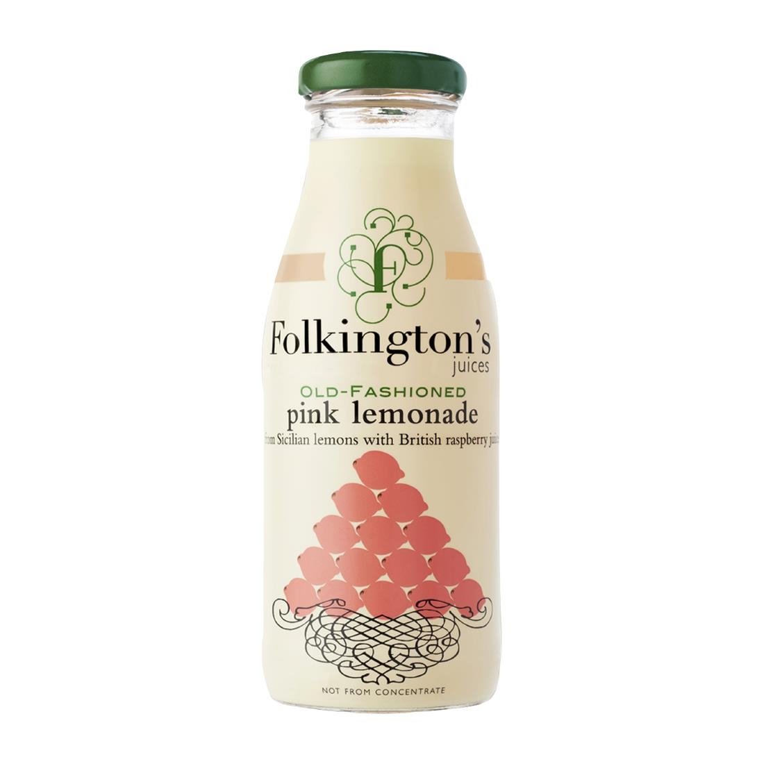 Folkington's Juices Pink Lemonade Glass Bottle 250ml (Pack of 12) - FU464 Folkington's Juices