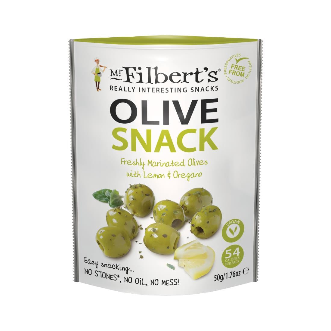 Mr Filbert's Green Olives Lemon & Oregano 50g (Pack of 12) - FU483 Mr Filbert's