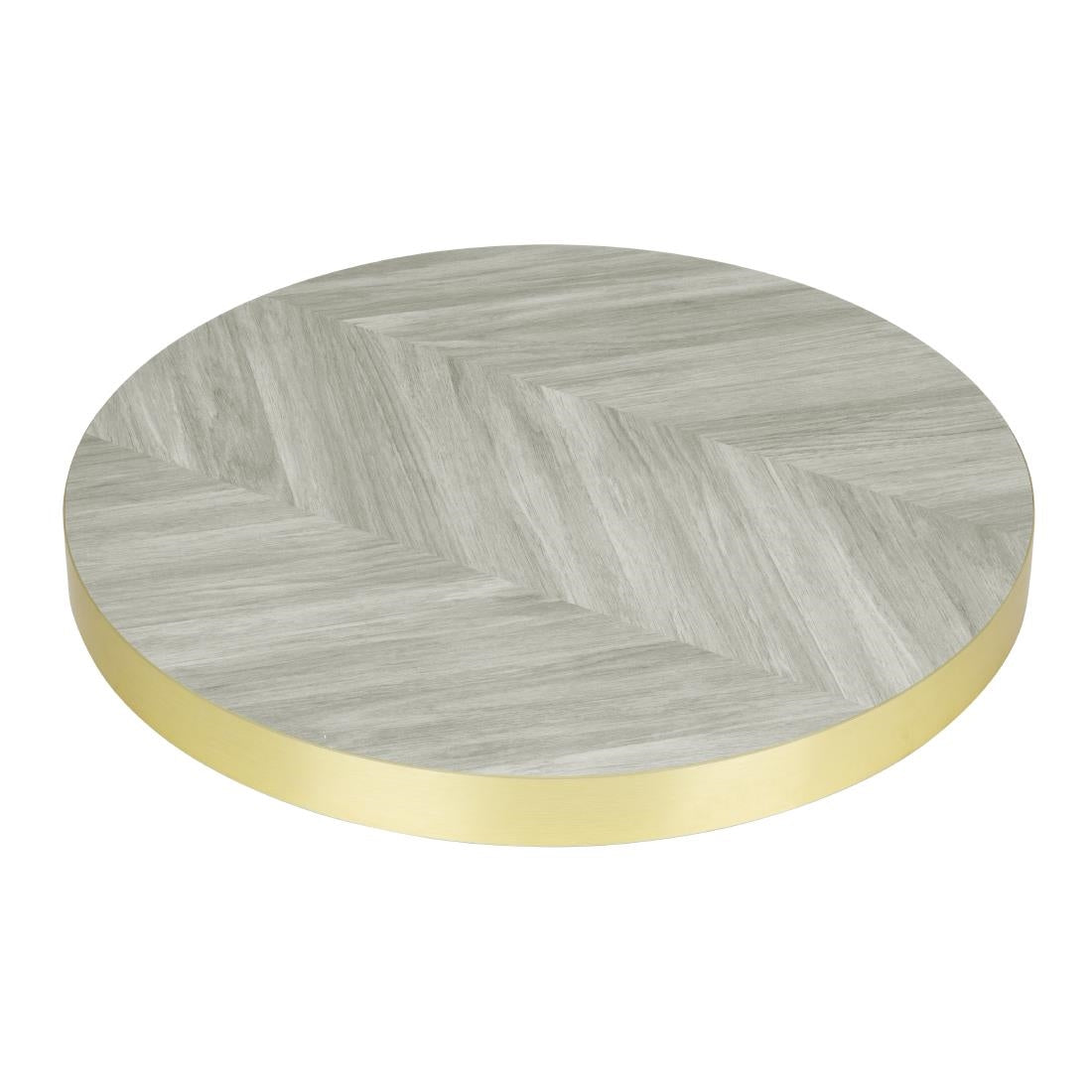 Bolero Pre-Drilled Round Table Top Chevron Design 600mm - FU511 Stone Effect Table Tops Bolero