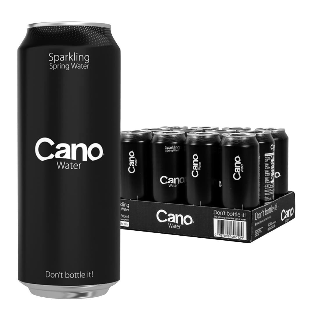 Cano Water Sparkling Resealable Cans 500ml (Pack of 12) - FU939 Cano