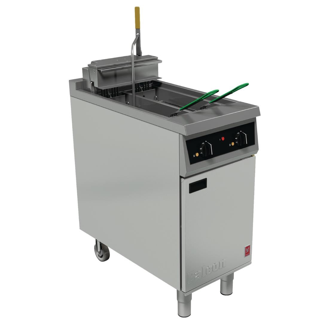 Falcon 400 Series Twin Pan Twin Basket Electric Fryer with Single Filtration & Fryer Angel - FW752 Falcon
