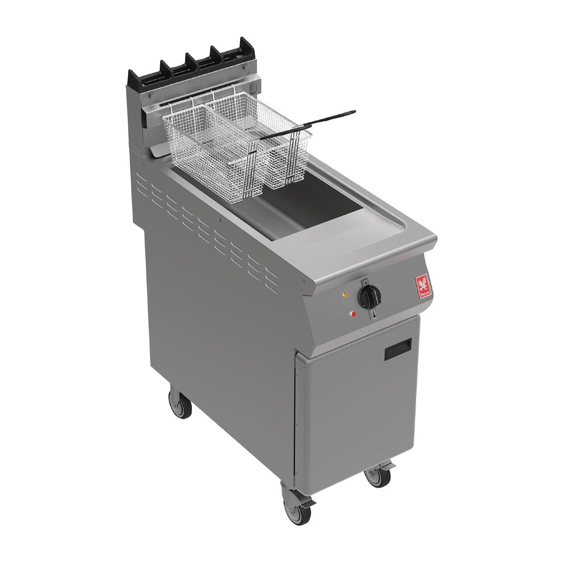 Falcon F900 Twin Basket Fryer with Fryer Angel on Castors Natural Gas - FW771-N Freestanding Gas Fyers Falcon