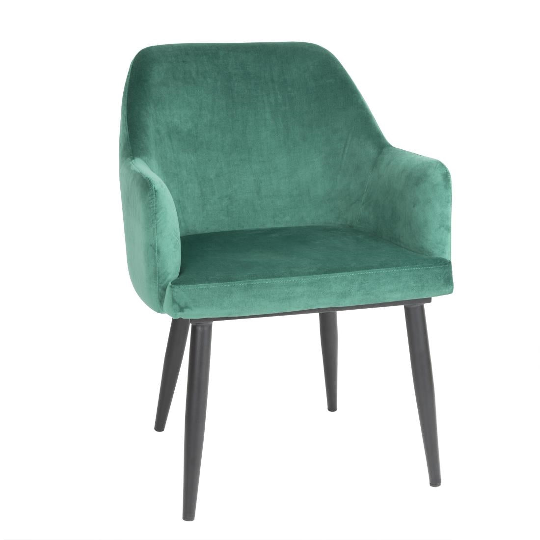 Bolero Lia Velvet Effect Chairs Dark Green (Set of 2) - FX070 Upholstered Dining Chairs Bolero