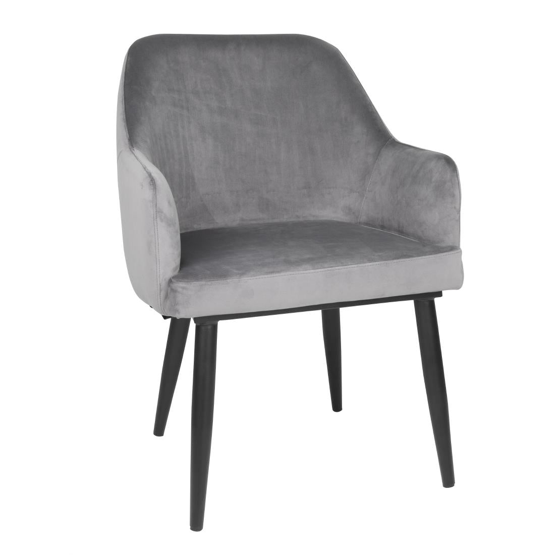 Bolero Lia Velvet Effect Chairs Grey (Set of 2) - FX071 Upholstered Dining Chairs Bolero
