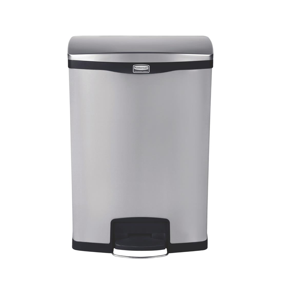 Rubbermaid Slim Jim Front Step on Pedal Bin Stainless Steel 90Ltr - GE939 Slim Jim