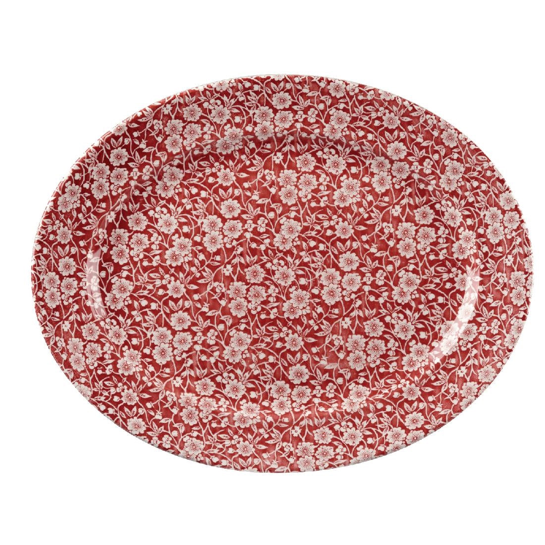 Churchill Vintage Prints Oval Dishes Cranberry Print 365mm (Pack of 6) - GF300 Churchill Super Vitrified Churchill