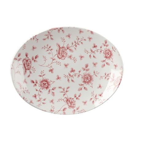 Churchill Vintage Prints Oval Plates Cranberry Rose Print 315mm (Pack of 6) - GF306 Plates Churchill
