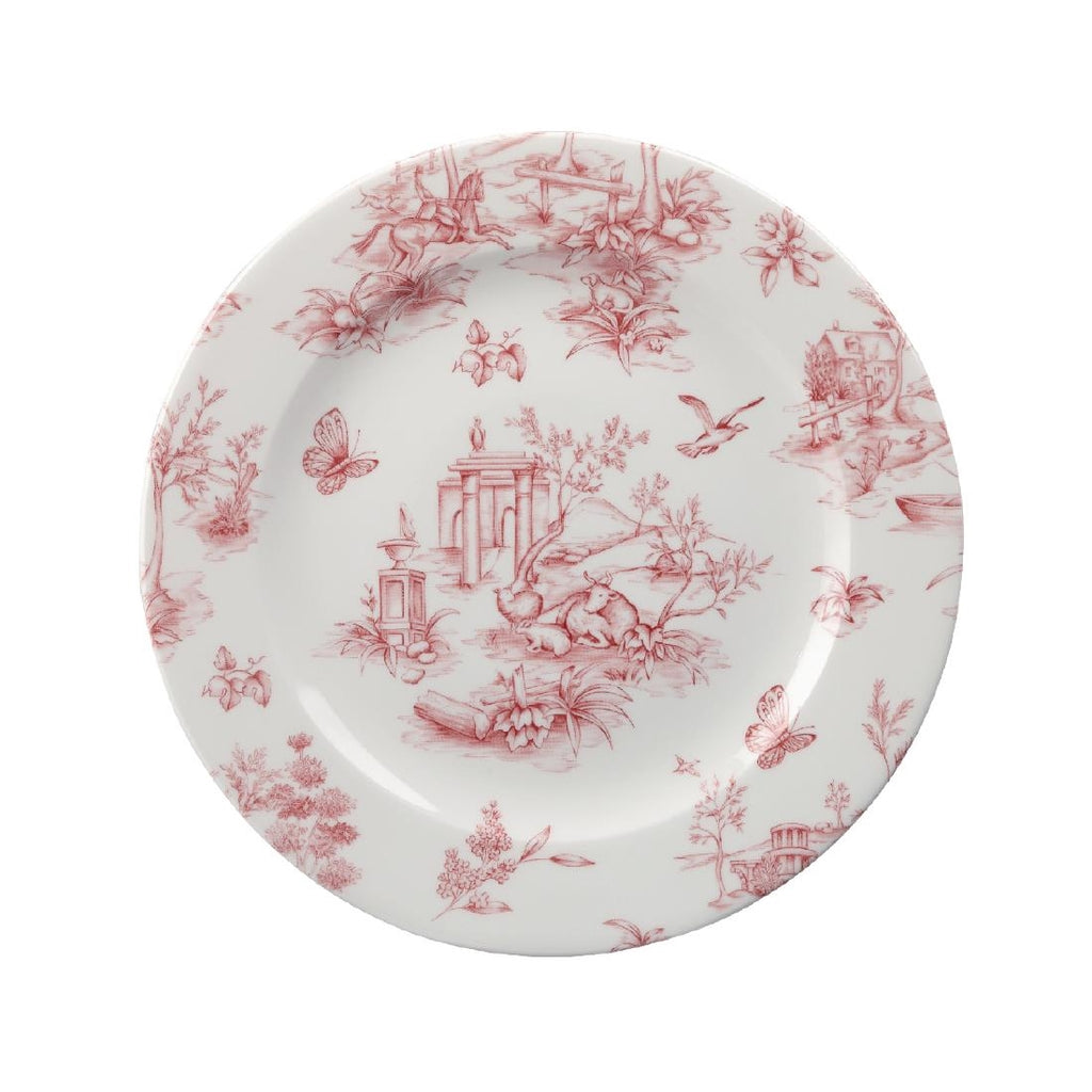 Churchill Vintage Prints Tea Plates Cranberry Toile Print 210mm (Pack of 6) - GF612 Plates Churchill