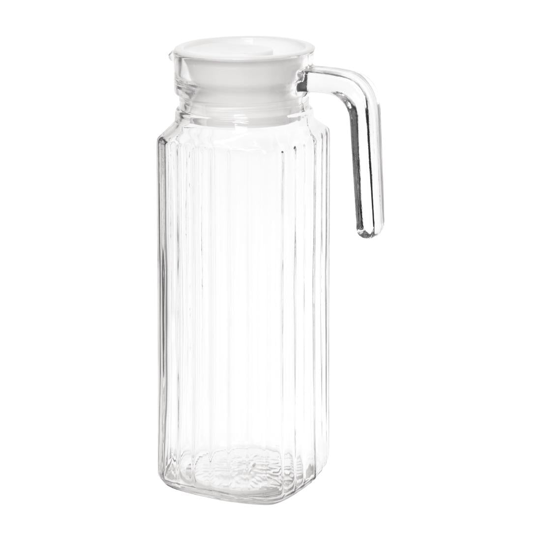 Olympia Ribbed Glass Jugs 1Ltr (Pack of 6) - GF922 Jugs, Pitchers, Decanters & Carafes Olympia
