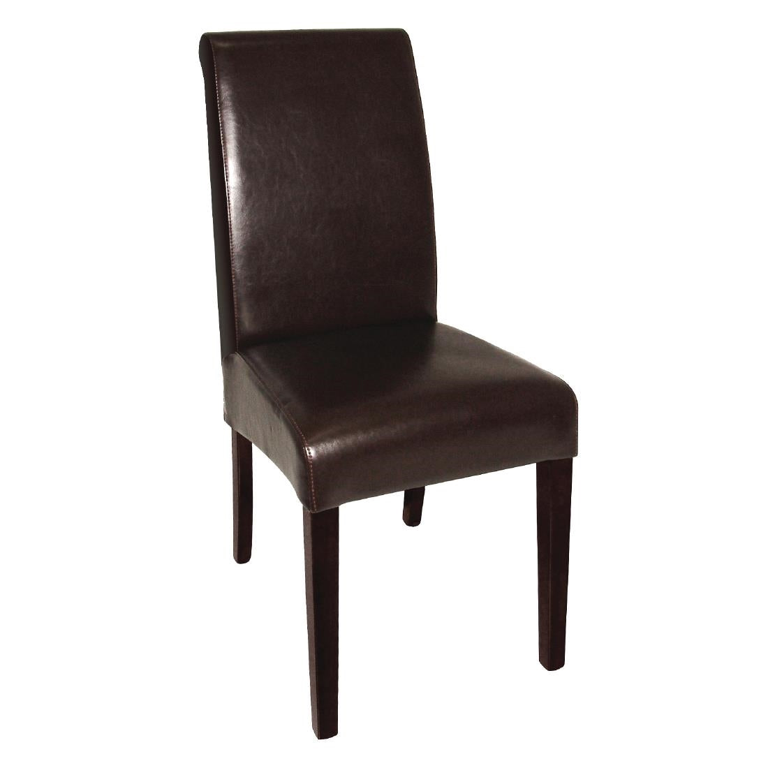 Bolero Curved Back Leather Chairs Dark Brown (Pack of 2) - GF956 Upholstered Dining Chairs Bolero