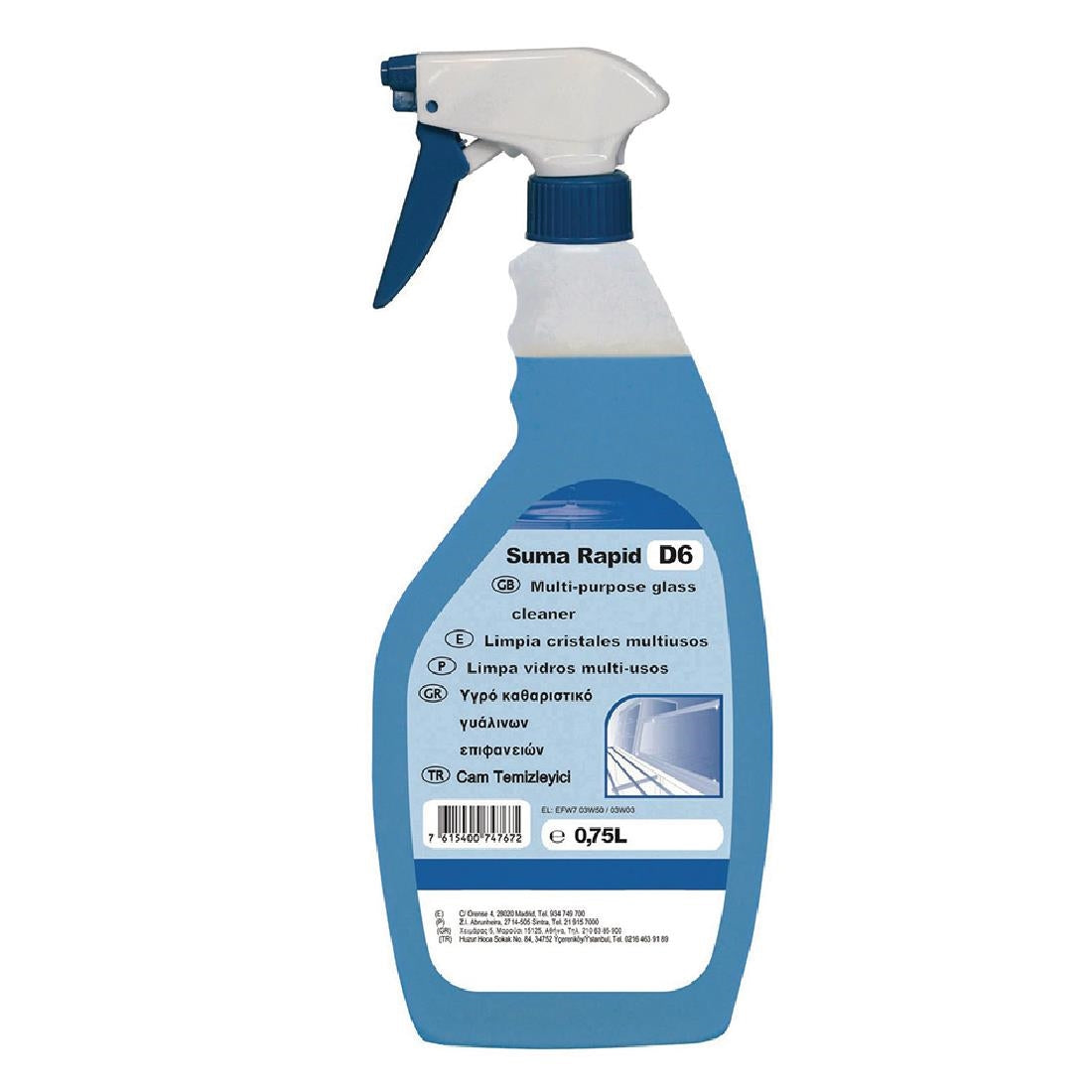 Suma Rapid D6L Glass and Stainless Steel Cleaner Ready To Use 750ml - GH499 Diversey
