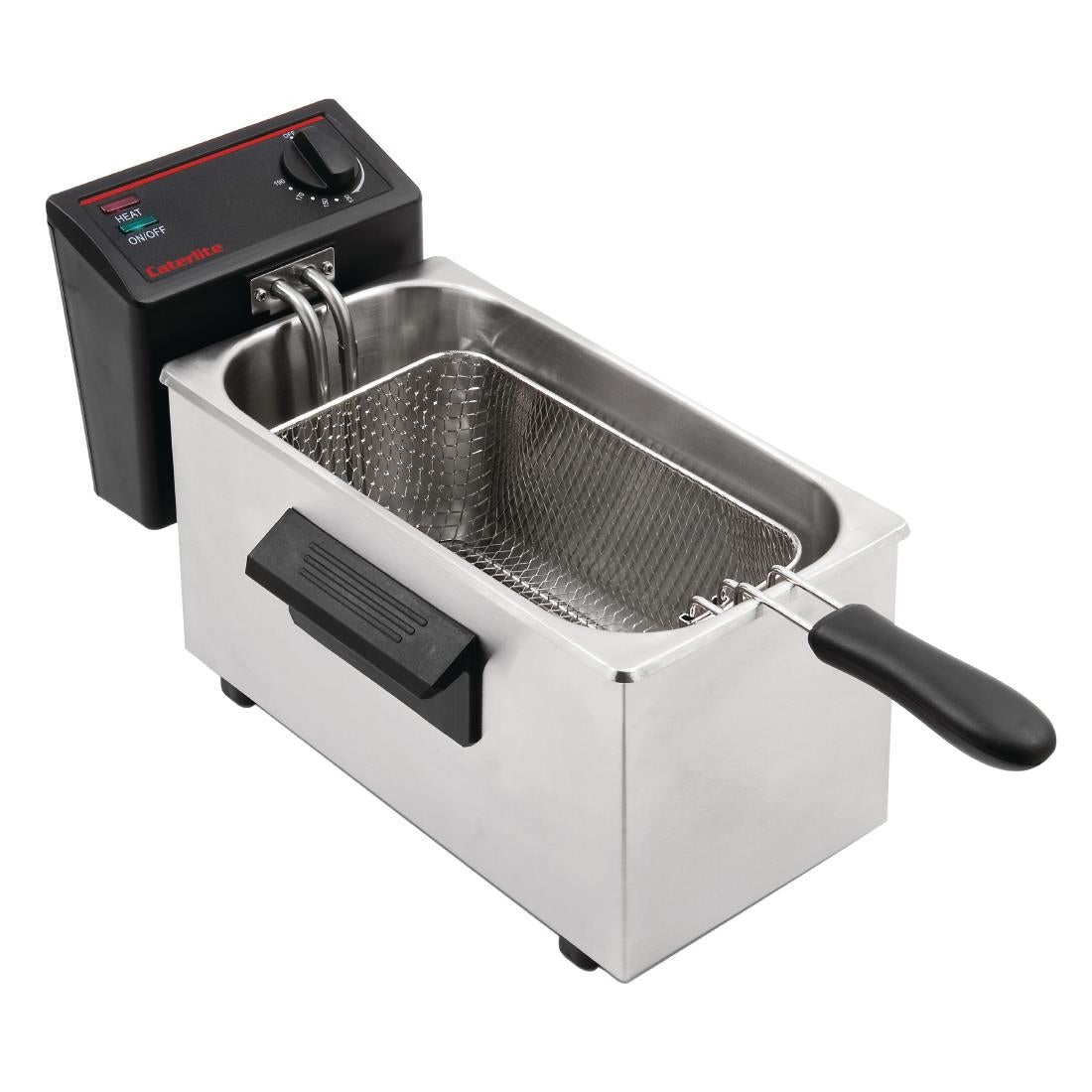 Caterlite Light Duty Single Tank Single Basket Countertop Electric Fryer 2kW - GG198 Countertop Electric Fryers Caterlite