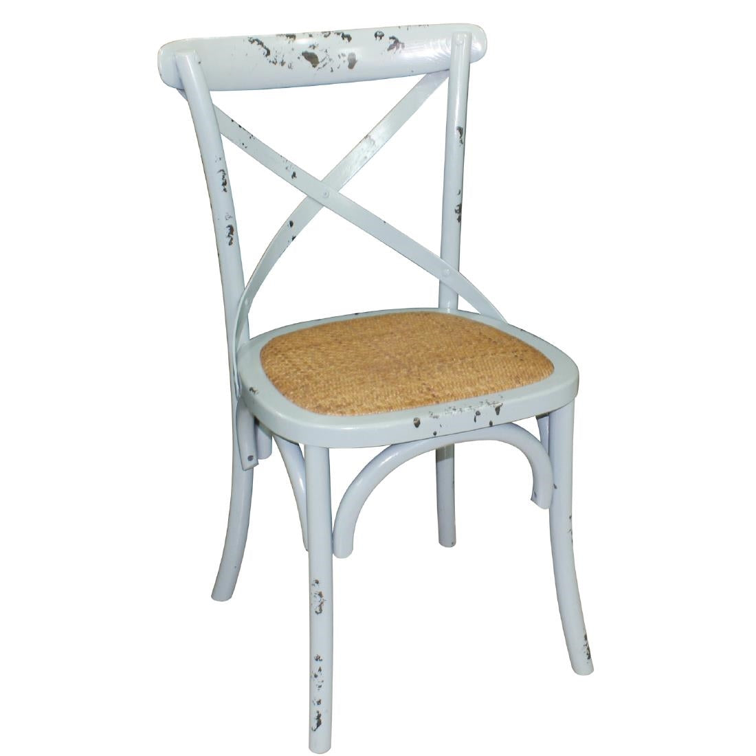 Bolero Blue Bentwood Chairs with Metal Cross Backrest (Pack of 2) - GG655 Bentwood Chairs Bolero