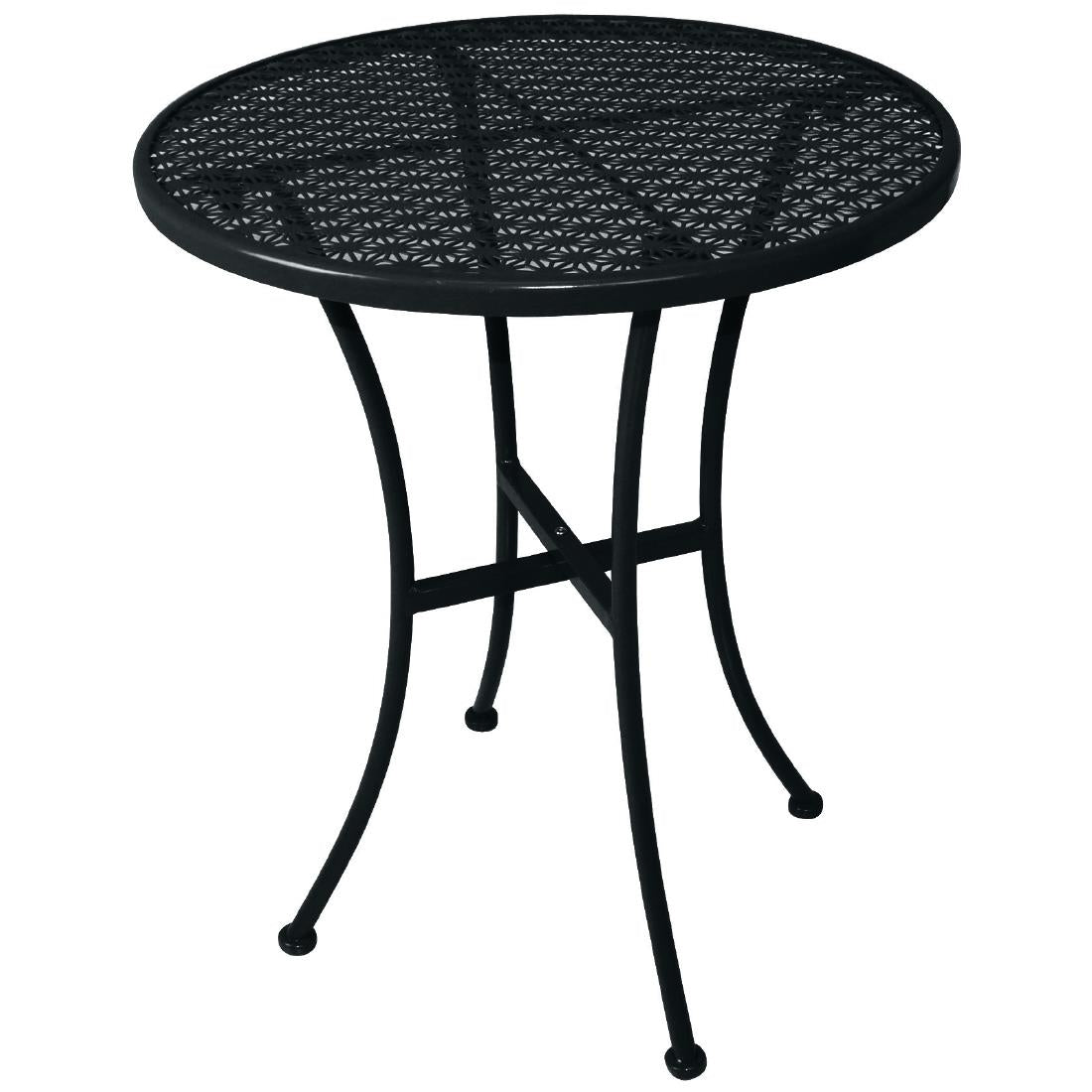 Bolero Black Steel Patterned Round Bistro Table Black 600mm - GG705 Steel Tables Bolero