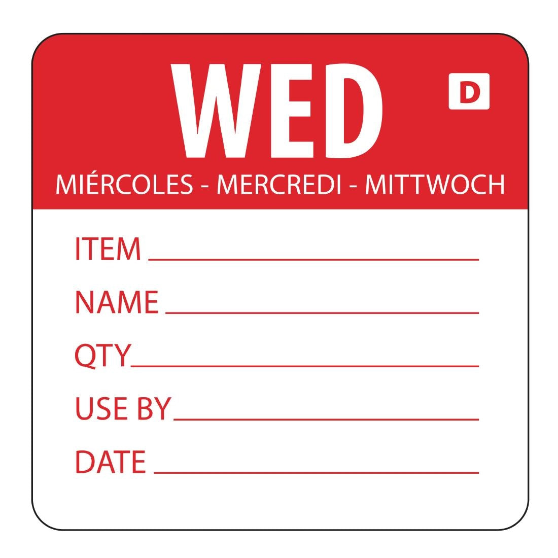 Hygiplas Dissolvable Day of the Week Labels Wednesday (Pack of 250) - GH353 Hygiplas