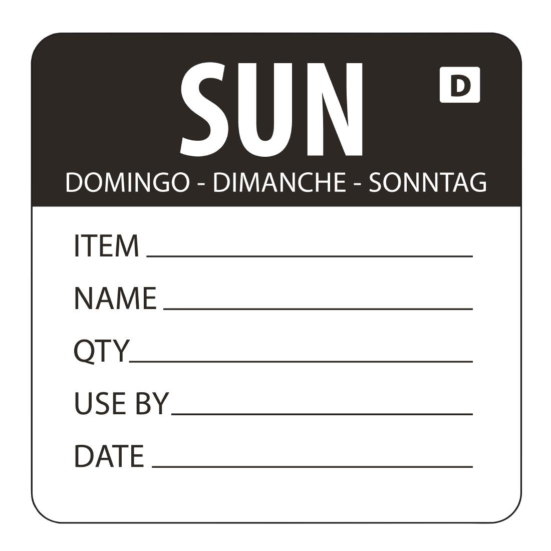 Hygiplas Dissolvable Day of the Week Labels Sunday (Pack of 250) - GH357 Hygiplas