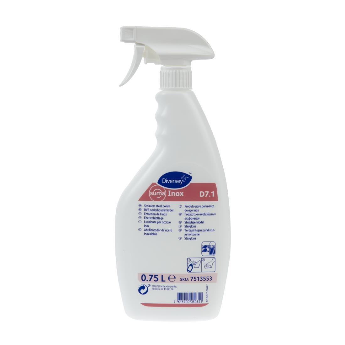 Suma Inox D7.1 Stainless Steel Polish Ready To Use 750ml - GH498 Diversey